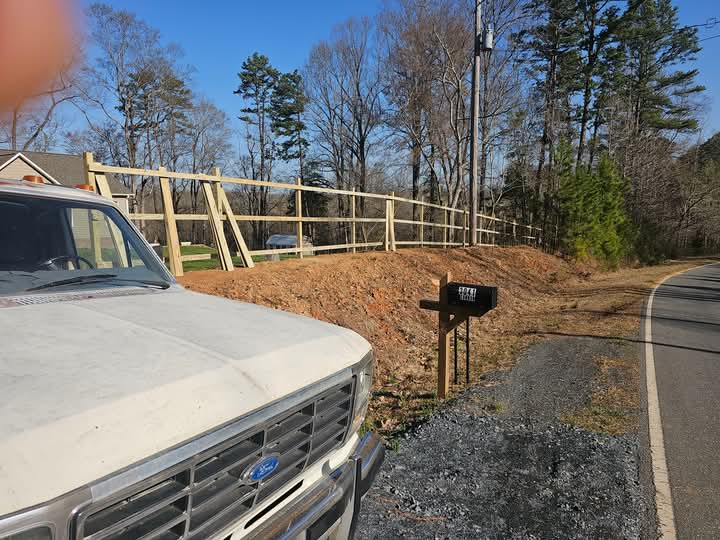 Wooden fence in progress